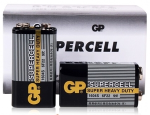 6F22 GP SuperCell 1604S, крона солевая, 9V, черная (10/500)