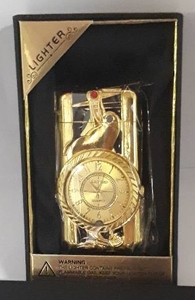 Зажигалка газовая, турбо, с ЧАСАМИ арт. 21145