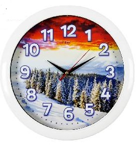 6026-124 W Часы настенные пластик (d=30см)
