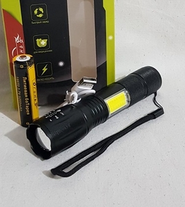 Фонарь аккумуляторный, ручной,  Т6 + COB LED, шнур USB, Н-600 (30)