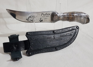 Нож охотничий 27см в кож.чехле "Рыбак" (Кизляр)