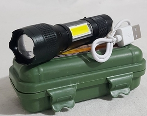 Фонарик аккум. ручной, COB, ZOOM, шнур USB, пластик коробка, Н-699 (1/60)