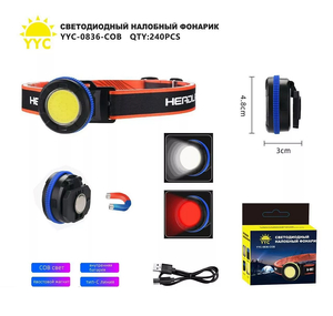 Фонарик налобный аккум, съемная голова, YYC-0836-COB