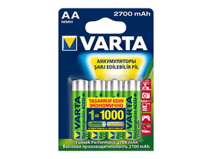 Аккумулятор бытовой Varta R6 AA BL4 NI-MH 2700mAh (4/40/400)