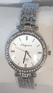 Часы наручные кварц, женские, браслет металл, хром (92-12)