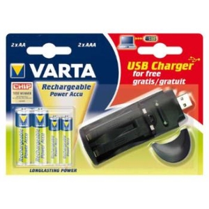 З/У для аккумуляторов Varta AA/AAA 2 слота+USB +2AA 2700mAh/2AAA 1000mAh