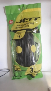 Удлинитель ТМ JETT, про-во РФ, 10А, 2200Вт, б/з, 3 розетки, 30 м (на скрутке)