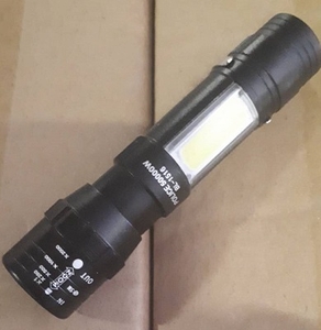 Фонарь ручной на батарейках 1хАА, ZOOM, боковой COB LED, клипса, металл, арт.1516 (1/24)