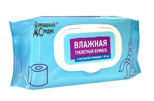 Влажная туалетная бумага с экстрактом ромашки "Домашний Сундук" в упаковке 60шт (клапан) ДС-389