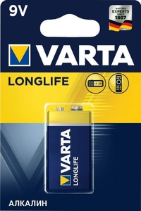 6LR61 Varta LONGLIFE Крона BL1 Alkaline 9V (4122) (1/10/50)