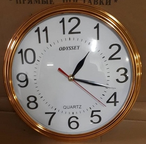 Часы настенные пластик, d=30см, золото, арт. 2092-зол