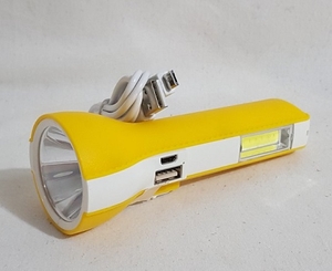 Фонарик аккум, ручной, шнур USB, LED + COB, функция PowerBank, 5831 (40)