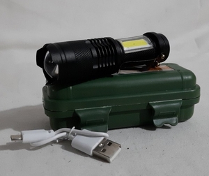 Фонарь аккум. ручной, COB LED, шнур USB. пластик коробка, Н-701 (60) 