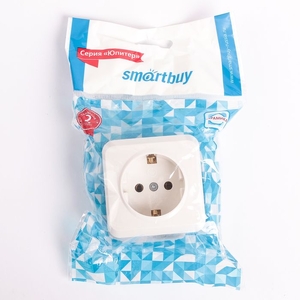 Розетка Smartbuy 1 местн., наружная, 16А, заземл., белая, Юпитер (SBE-03w-16-S1-Z-c) 43718