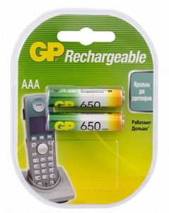 Аккумулятор бытовой GP R03 AAA BL2 NI-MH 650mAh в пластиковой упаковке (2/20/200)