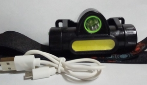 Фонарик налобный аккумуляторный, МАГНИТ, шнур USB-Micro, 669 (40)