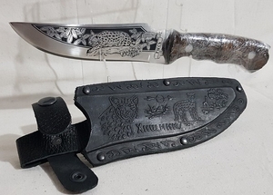 Нож охотничий 27см в кож.чехле сталь 65*13, паспорт, "Рысь" (Кизляр)