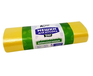 Мешки для мусора 30л, 20шт, 7мкм БИОРАЗЛАГАЕМЫЕ желт ароматиз ДС-283 (5/45)