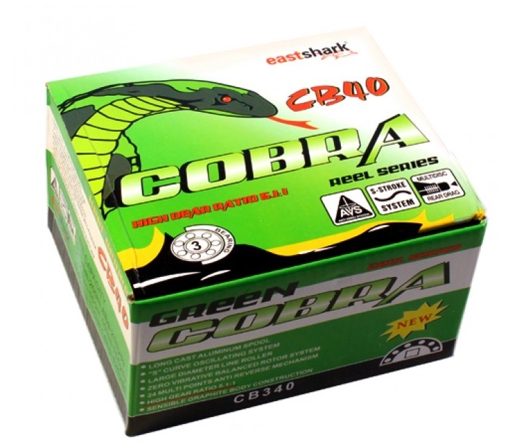 Катушка Cobra Green A CB340A металлическая шпуля 3 подшипника
