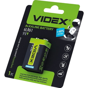 6LR61 Videx крона 9V, батарейка alkaline BL-1 (1/12)