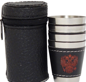 Стопки в чехле сред КОЖА (набор из 4шт) 80ml