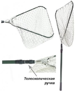 Подсак треугольный голова 70см, ручка телескоп. кордовая нить, в чехле