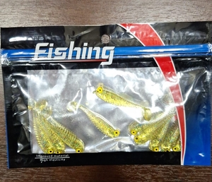 Силикон Fishing рыбка желтая с блестками 10шт, 6,5см