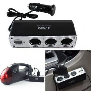 Разветвитель автомобильный + 1*USB, 12/24V, WF-0120