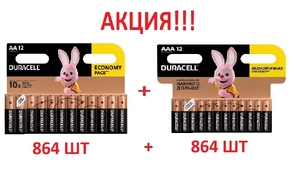  АКЦИЯ!!! Комплект батареек Duracell BL12 ААА (864шт) + Duracell BL12 АА (864шт)