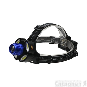 Фонарь налобный "СИБИРСКИЙ СЛЕДОПЫТ-Стильб", 1 LED + 4 COB, zoom, аккум. 220В, PF-PFL-HL37