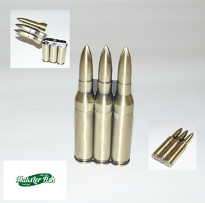 Зажигалка газовая подарочная пуля тройная, 1-1059