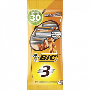 BIC 3 SENSITIVE станки для бритья для чувствительной кожи в уп 4шт Оригинал (1/20)