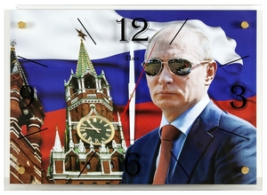 4056-562 Часы настенные стекло Путин (57х41см) 										