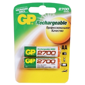 Аккумулятор бытовой GP R6 AA BL2 NI-MH 2700mAh картон блистер (2/20/200)