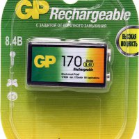 аккумулятор GP 6F22 Bl-1 (крона 170 mAh, Ni-MH) (10)
