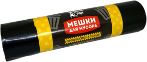 Мешки для мусора 120л, 10шт, 35мкм ПРОФЕССИОНАЛЬНЫЕ ПВД черные ДС-189 (2/25)