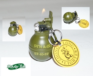 'Зажигалка газовая подарочная граната (хакки), кремний, 133-33