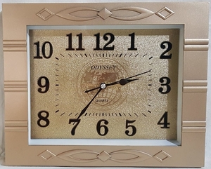 Часы настенные пластик, 32х25см (9027D-G)