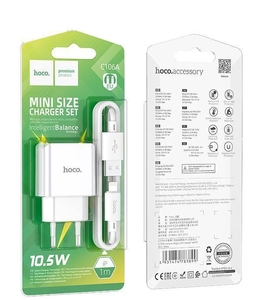 Набор Hoco блок питания с кабелем зарядки Micro 1м, 10,5W, C106A