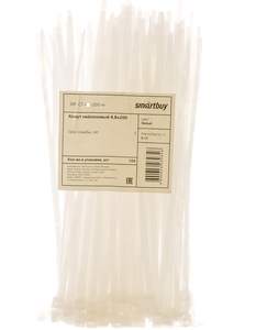 Хомут нейлоновый Smartbuy, 3,6х200 белый (SBE-CT-36-200-w)