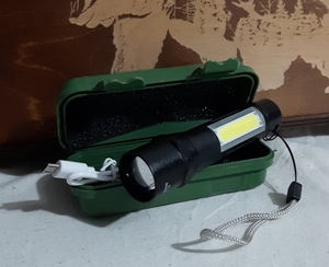 Фонарик аккум. ручной, COB, ZOOM, шнур USB, пластик коробка, YYC-536 (1/60)