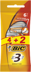 BIC 3 SENSITIVE станки для бритья для чувствительной кожи в уп 4+2шт Оригинал (1/20)