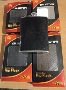 Фляга 10OZ (280мл), нержавейка, кожа, 10С