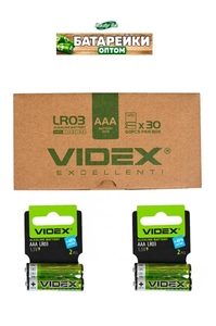 LR3 Videx ААА батарейка alkaline щелочная shrink CARD pcs 2 (60/960)