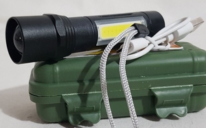 Фонарик аккум. ручной, COB, ZOOM, шнур USB, пластик коробка, Н-766 (1/60)