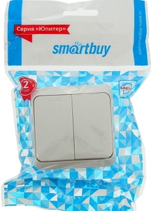 Выключатель Smartbuy 2-клав., наружный, 10А, белый, Юпитер (SBE-03w-10-SW2-0) 35980
