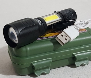 Фонарик аккум. ручной, COB, ZOOM, шнур USB, пластик коробка, Н-700 (1/60)