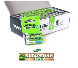 LR6 Videx АА батарейка alkaline щелочная shrink CARD pcs 2 (60/720)