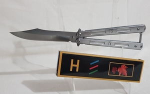 Нож бабочка, 21см, коробка, 905 серебро (1/12)