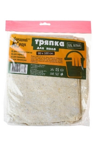 Тряпка для пола Х/Б БЕЛАЯ овер. в инд. упак 80*100см Домашний Сундук ДС-157 (5/30)